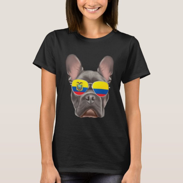 Ecuadorianische Flagge Französischer Bulldog Hund  T-Shirt (Vorderseite)
