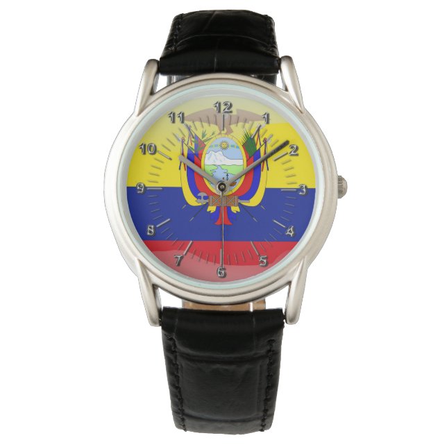 Ecuadorianische Hochglanzflagge Armbanduhr (Vorderseite)