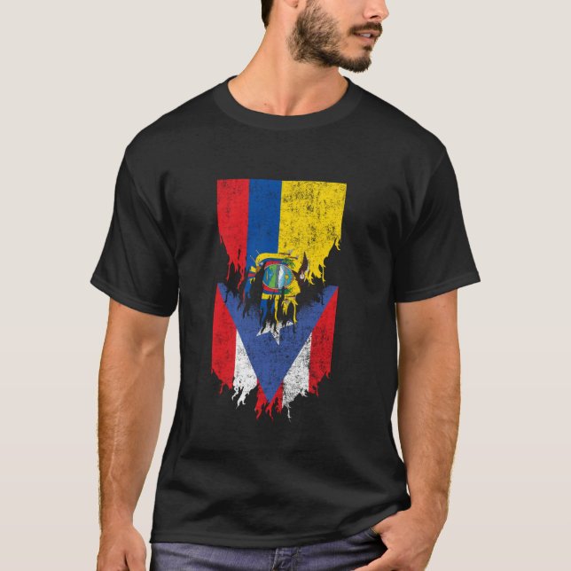 Ecuadorianische puerto-ricanische Fahnen riss Ecua T-Shirt (Vorderseite)