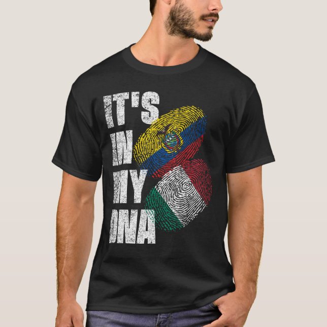 Ecuadorianisches und italienisches DNA-Flag T-Shirt (Vorderseite)