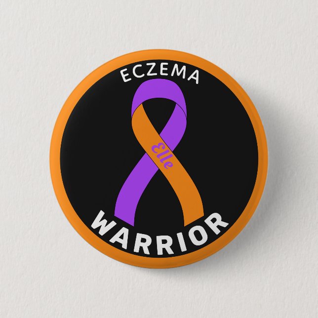 Eczema Warrior Ribbon Black Button (Vorderseite)