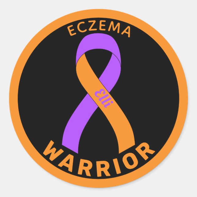 Eczema Warrior Ribbon Black Round Sticker (Vorderseite)