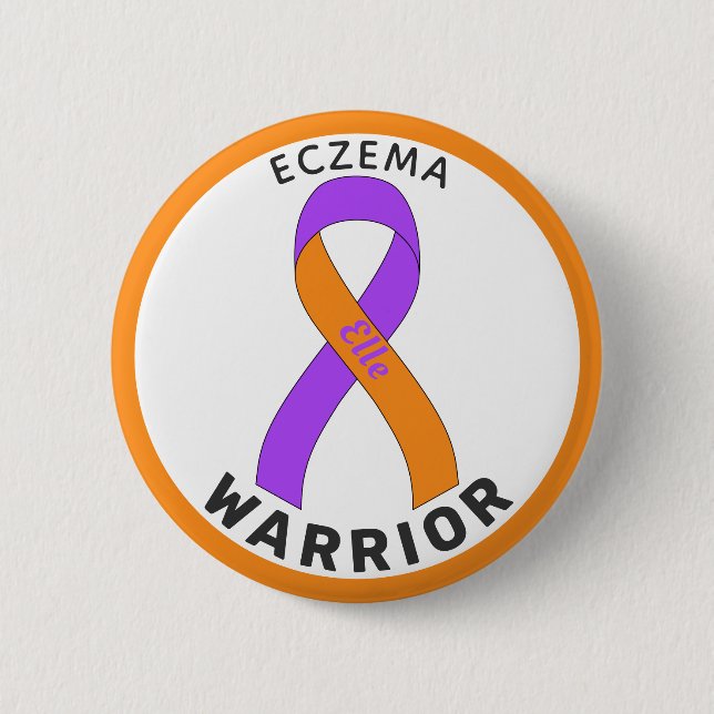 Eczema Warrior Ribbon White Button (Vorderseite)