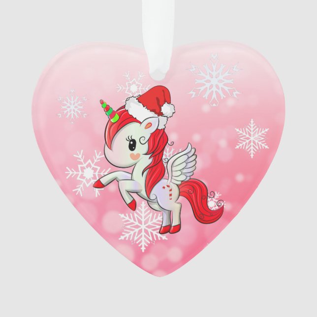 ED Holiday Unicorn und Schneeflocken Weihnachten Ornament (Vorderseite)