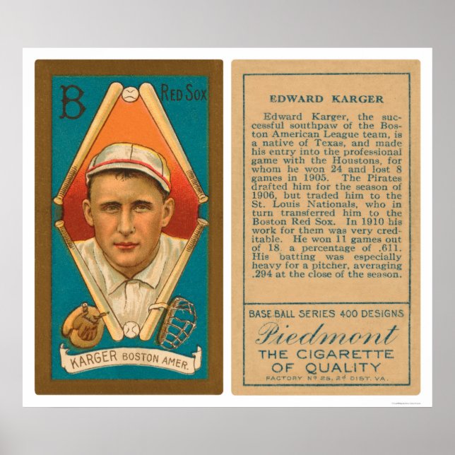 Ed Karger Red Sox Baseball 1911 Poster (Vorne)