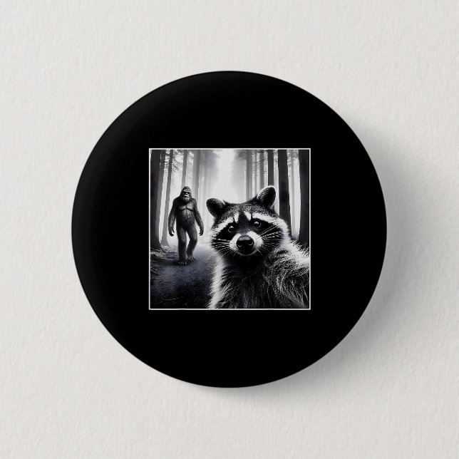 Ed Raccoon Selfie With Sasquatch Bigfoot Funny Rac Button (Vorderseite)