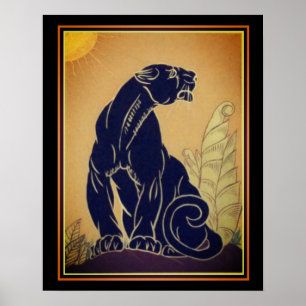 Ed Rudy Art Deco Black Panther Print 16 x 20 Poster