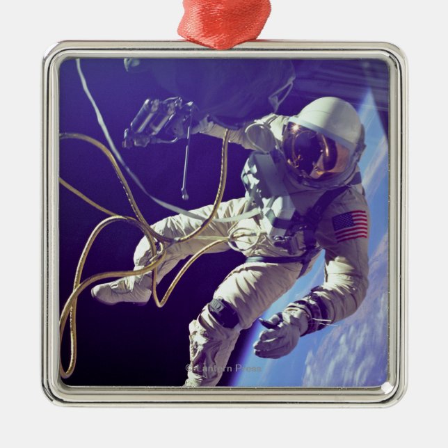Ed White First American Spacewalker Fotograf Ornament Aus Metall (Vorne)
