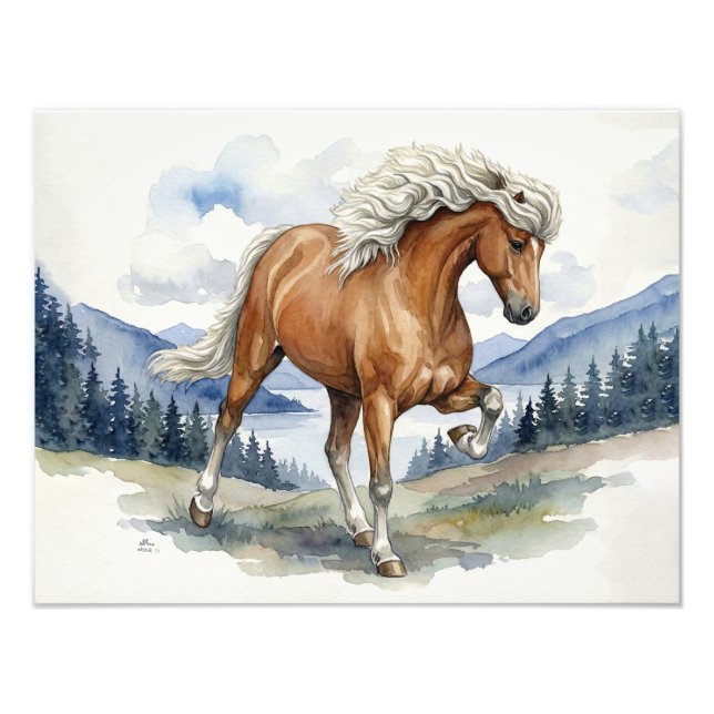 Edda Silver bay Icelandic Horse in the Mountains S Fotodruck (Vorne)