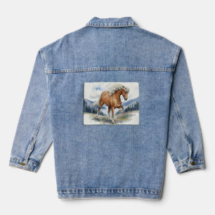 Edda Silver Bay Isländisches Pferd in den Bergen S Jeansjacke