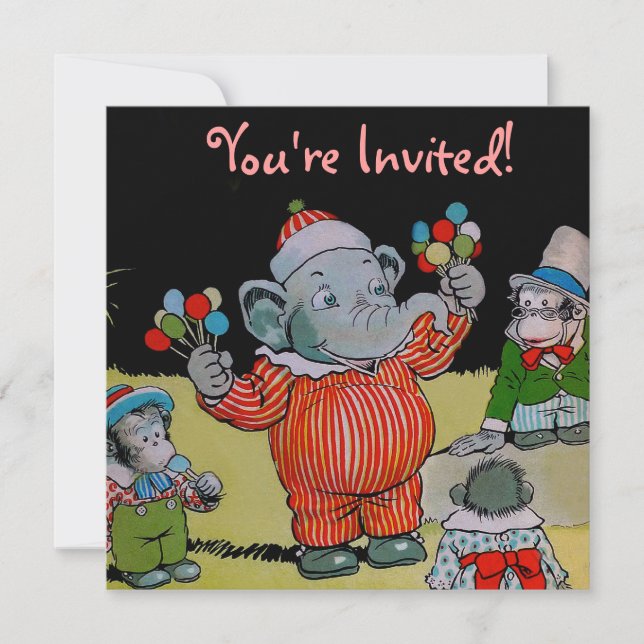 Eddie-Elefant, der ein Party hat Einladung (Vorderseite)