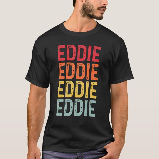Eddie Surname Retro Vintag 80er Birthday Wiederseh T-Shirt (Vorderseite)