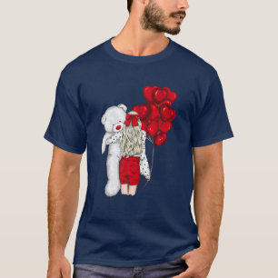 EDDY BEAR I LIEBE YOU Hugs Hearts Balloons T-Shirt