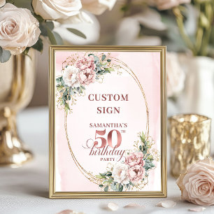 Edel gestaltbare Rose Gold 50. Geburtstag Poster