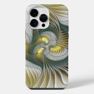 Edel Golden Türkis Abstrakt Fantasy Fraktal Kunst iPhone 14 Pro Max Hülle