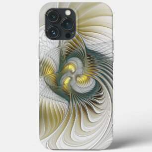 Edel Golden Türkis Abstrakt Fantasy Fraktal Kunst iPhone 13 Pro Max Hülle