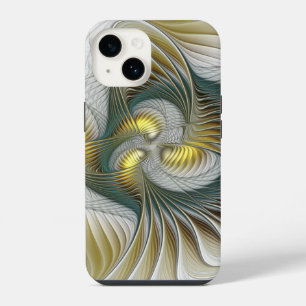 Edel Golden Türkis Abstrakt Fantasy Fraktal Kunst iPhone 14 Hülle