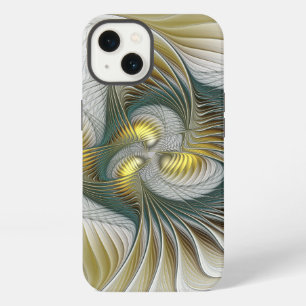 Edel Golden Türkis Abstrakt Fantasy Fraktal Kunst iPhone 13 Hülle