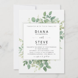 Edel Grüne Botanische Rahmen Hochzeit Einladung