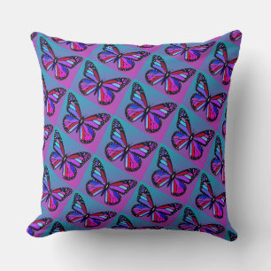 Edel-Schmetterlinge in Violett- und Blau-Muster Kissen