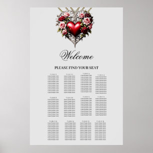 Edeles Gothisches Herz mit Blume Poster