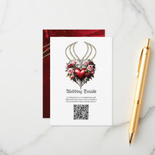 Edeles gotisches Herz mit Blume. Begleitkarte