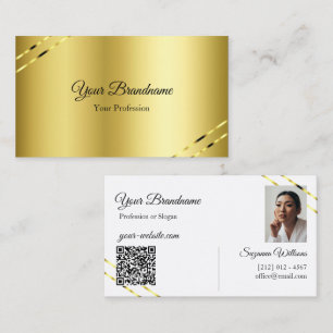 Edelgold mit schimmernden Linien Foto und QR-Code Visitenkarte