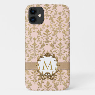 Edelgold Rosa Damast Glitzer Monogramm Case-Mate iPhone Hülle