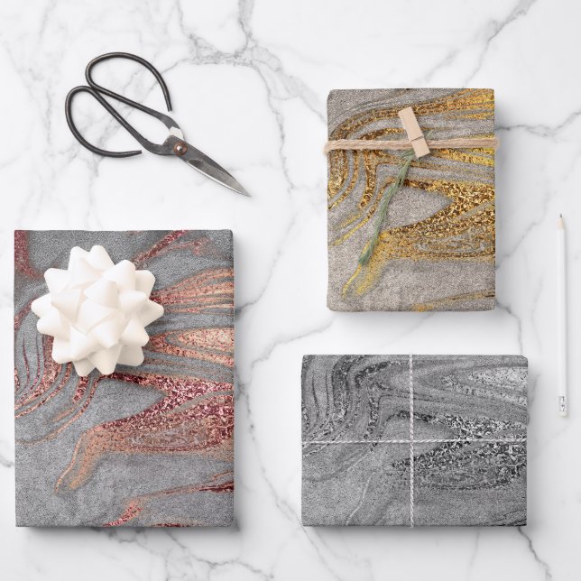 Edelgoldmarmor der Rose Geschenkpapier Set (Vorderseite)