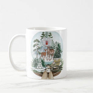 Edelhirsche im Winterschneewald Kaffeetasse