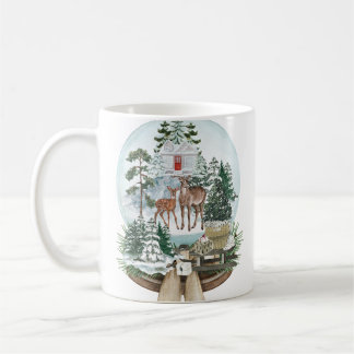 Edelhirsche im Winterschneewald Kaffeetasse