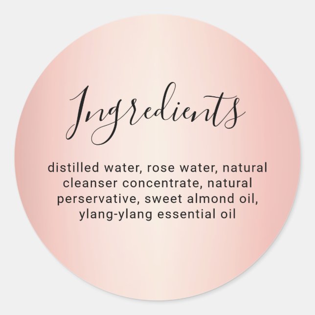 Edelkalligraphie-Rose Gold-Inhaltsverzeichnis Runder Aufkleber (Vorderseite)