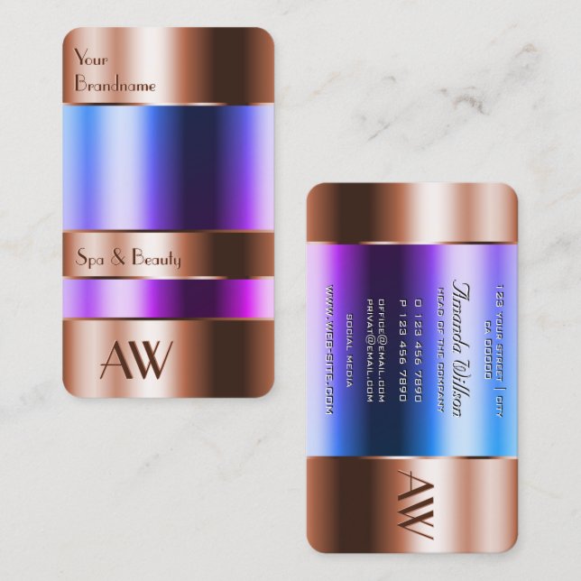 Edelkopferglas kann blaue Flüssigkeitstermine auss Visitenkarte (Vorne/Hinten)