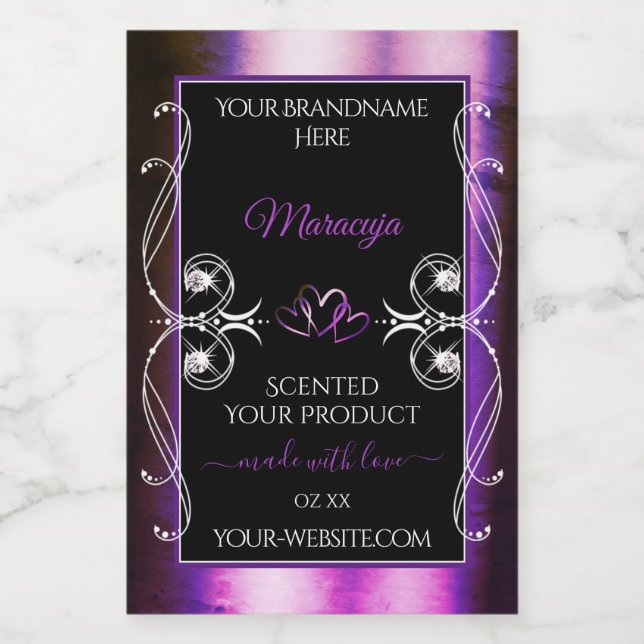 Edelle Lila schwarze Produktkennzeichnungen Sparkl Lebensmitteletikett (Einzelnes Label)