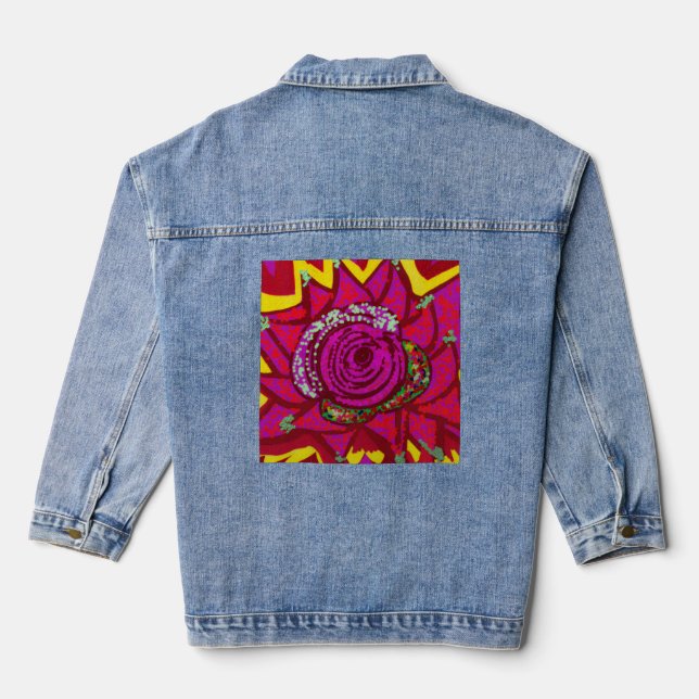 Edelrose in Flammen Jeansjacke (Rückseite)