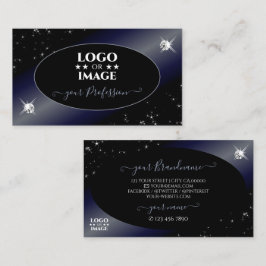 Edelschwarz-blaue Glitzer-Sterne-Diamanten mit Log Visitenkarte