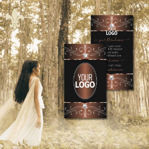 Edelschwarz-braun Verzierte Ornamente und Logos Visitenkarte