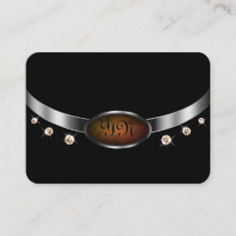 Edelschwarz und Silber mit Initialen Rhinestones Visitenkarte
