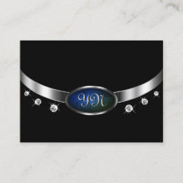 Edelschwarz und silberfarbener Amulet-grüner Marmo Visitenkarte