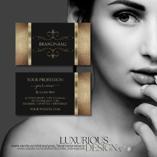 Edelschwarzer Glitzer Elegante Verzierte Ornamenti Visitenkarte