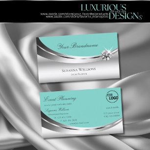 Edelsilber Aquamarin mit Logo und Sparkle Diamond Visitenkarte