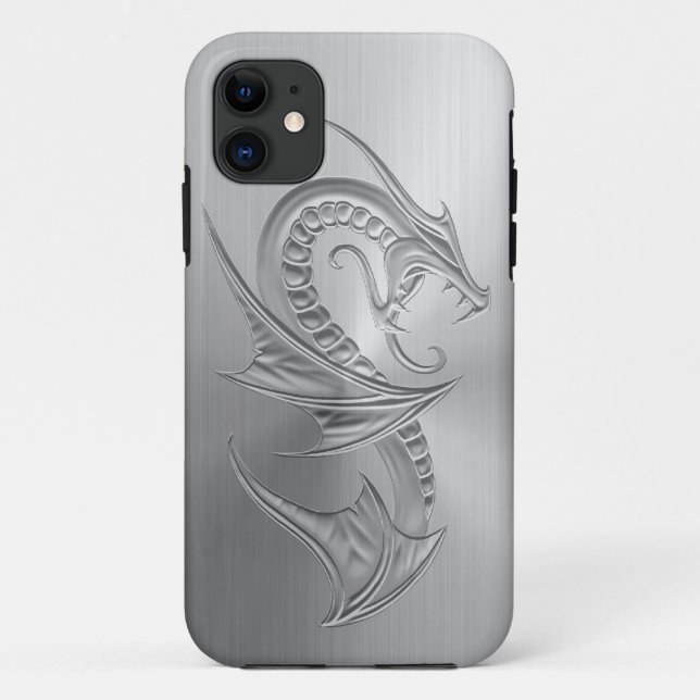 Edelstahl-Effekt-Drache-Grafik Case-Mate iPhone Hülle (Rückseite)