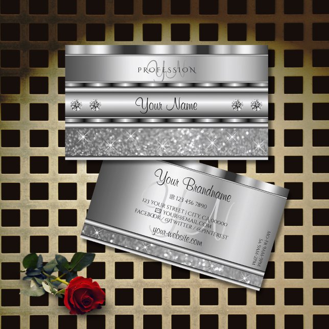 Edelstahl-glatter Glitzer-Monogram-Diamanten Visitenkarte (Von Creator hochgeladen)