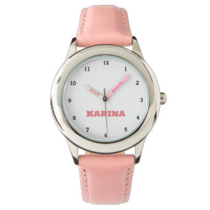Edelstahl-Rosé-Uhr mit individuellem Namen für Mäd Armbanduhr