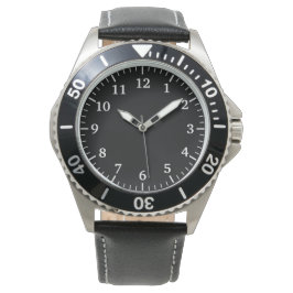 Edelstahl- und Schwarzlederuhr für Männer Armbanduhr