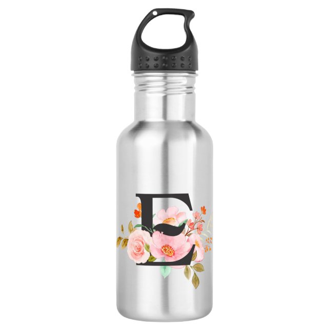 Edelstahl-Wasserflasche Buchstabe E Edelstahlflasche (Vorderseite)