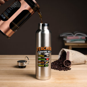 Edelstahl-Wasserflasche "Überlebenskit für Lehrer" Trinkflasche