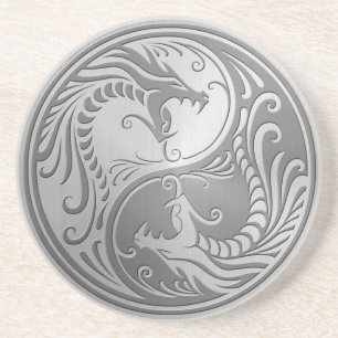 Edelstahl Yin Yang Drachen Getränkeuntersetzer