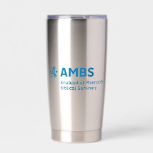 Edelstahlbecher mit blauem AMBS-Logo