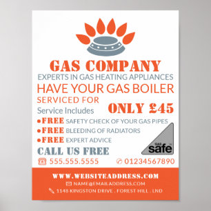 Edelstahlbrenner, Gasingenieur und Lieferantenwerb Poster